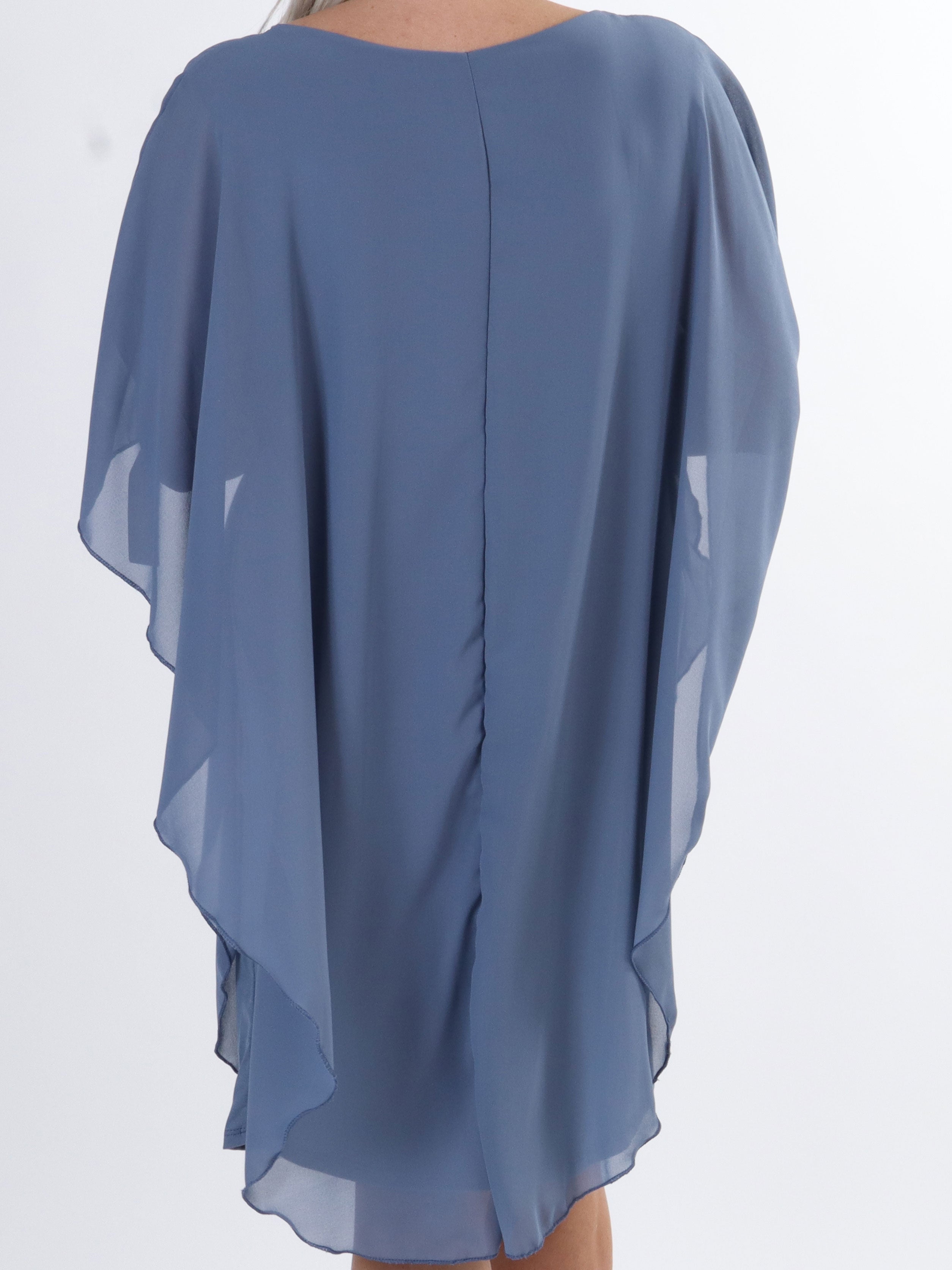 Kenya Crystal - Plus size tunikakjole med chiffonlag og similisten